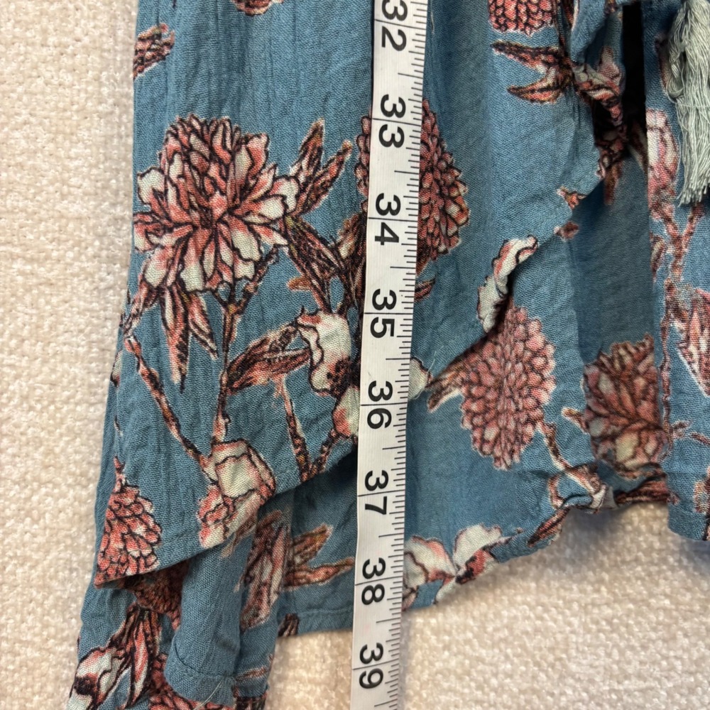 Angie Floral Boho Cardigan Kimono Blue Crochet Lace Bell Sleeve Womens Large - Picture 8 of 11
